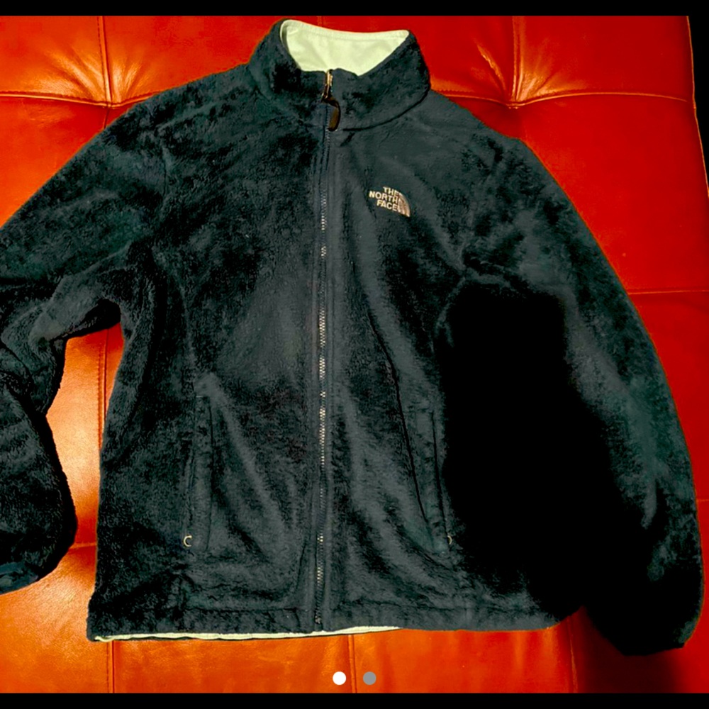 North Face furry jacket. Teal Blue. Size Large